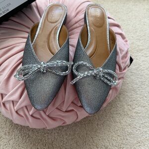 Silver Bundle ! Talbots Mules / silver Bow Detail , Earrings and Necklace